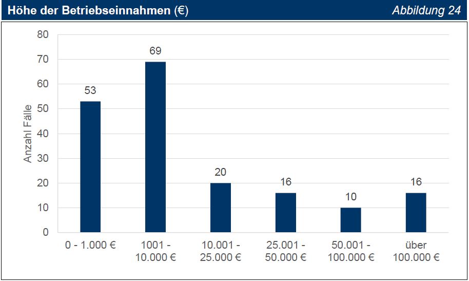 TNr 49 Abb 24 Höhe der Betriebseinnahmen (in €) TNr 49 Abb 24 Höhe der Betriebseinnahmen (in €)