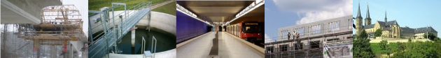 Brückenbaustell; Klärbecken; U-Bahnhof Gustav-Adolf-Straße in Nürnberg; Wohnungsbau; Kloster St. Michael, Bamberg Brückenbaustell; Klärbecken; U-Bahnhof Gustav-Adolf-Straße in Nürnberg; Wohnungsbau; Kloster St. Michael, Bamberg